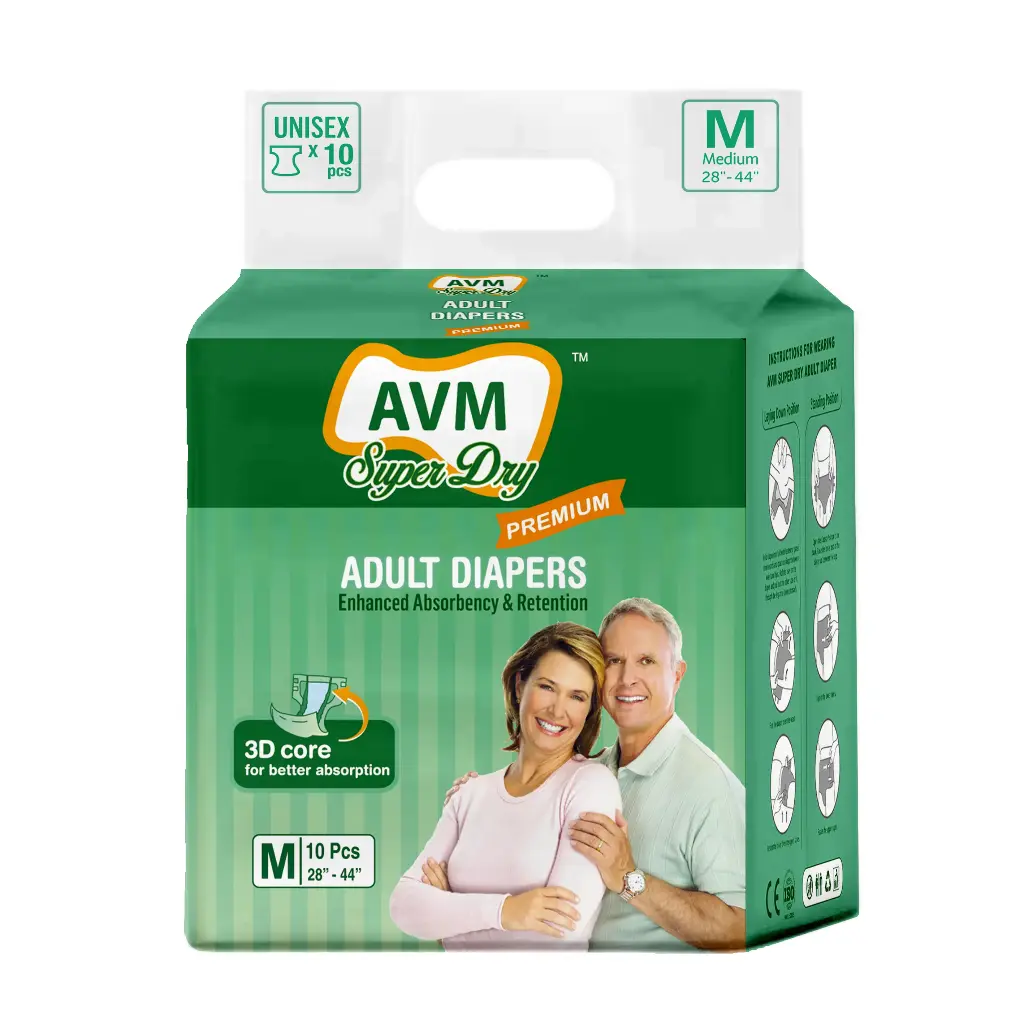 AVM Super Dry Premium Adult Diaper | Unisex | PACK OF 1 (10 pcs)