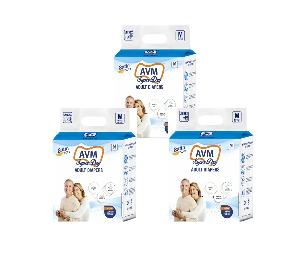 AVM Super Dry Comfort Adult Diaper | Unisex | PACK OF 3 (30 pcs)