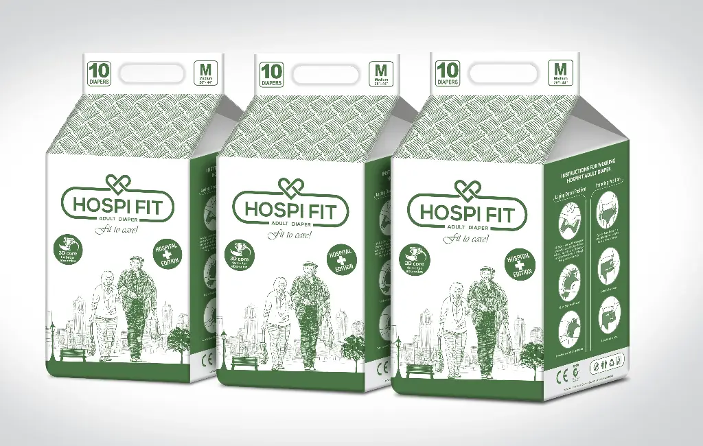 Hospifit Adult Diaper - Unisex  PACK OF 3 ( 30 Pcs ) | High Absorption | Leak proof