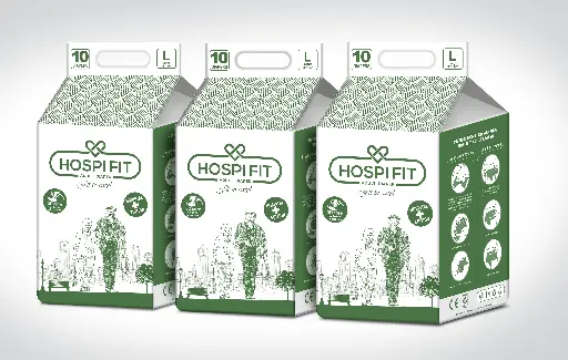 Hospifit Adult Diaper - Unisex Large size (38"-60") PACK OF 3 (30 Pcs )