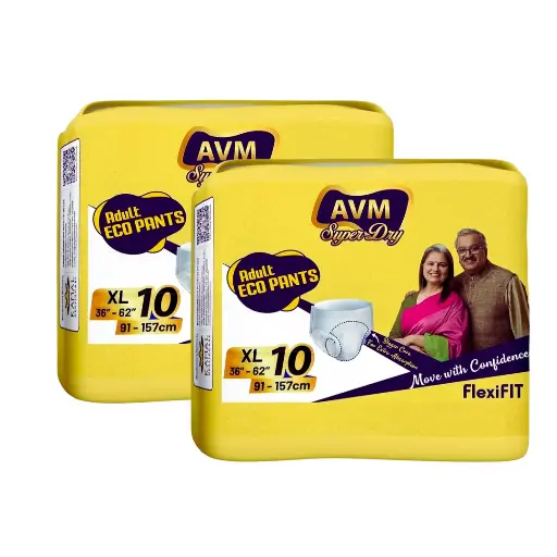 AVM Super Dry ECO Pants Adult Diaper XL | Waist (81-140 cms | 32"-55")  2 Pack /20 Pcs