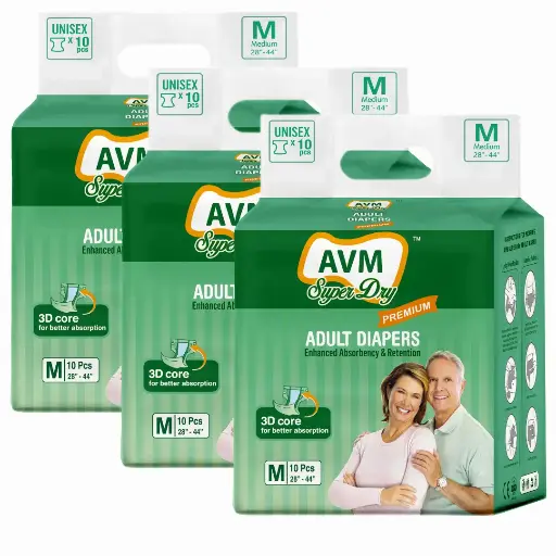 AVM Super Dry Premium Adult Diaper | Unisex | PACK OF 1 (10 pcs)